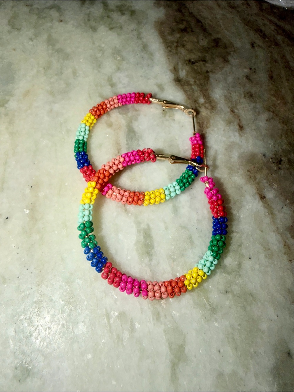 Multicolor Beaded Hoop Earrings